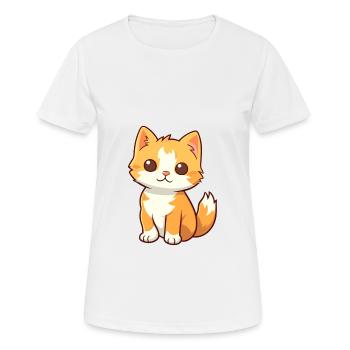 Chaton mignon dessin animé kawaii aquarelle Animal de compagnie - T-shirt respirant Femme - blanc - Devant - AI Model Female 172 dark (172cm)