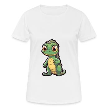 Iguana Cute Cartoon Kawaii Watercolor Animal Pet - Women's Breathable T-Shirt - white - Front - AI Model Female 172 dark (172cm)