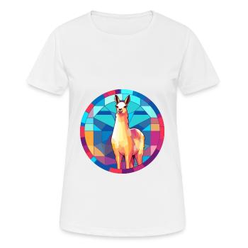 Lama Buntglas bunte Karikatur Kawaii Tier - Frauen T-Shirt atmungsaktiv - Weiß - Vorne - AI Model Female 172 dark (172cm)