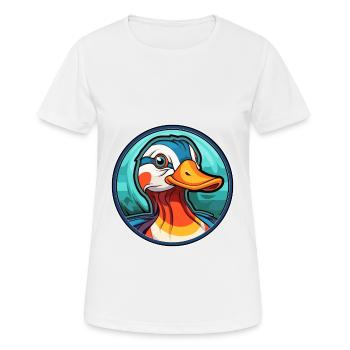 Canard mandarin vitrail coloré Cartoon Kawai - T-shirt respirant Femme - blanc - Devant - AI Model Female 172 dark (172cm)