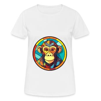 Monkey Stained Glass Colorful Cartoon Kawaii Anima - Women's Breathable T-Shirt - white - Front - AI Model Female 172 dark (172cm)