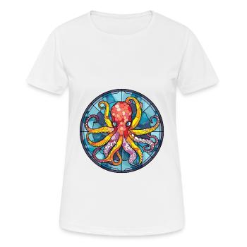 Oktopus Buntes Glas Bunte Karikatur Kawaii Anim - Frauen T-Shirt atmungsaktiv - Weiß - Vorne - AI Model Female 172 dark (172cm)