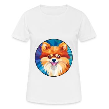 Chien de Poméranie vitrail coloré Cartoon Kawa - T-shirt respirant Femme - blanc - Devant - AI Model Female 172 dark (172cm)