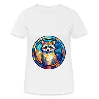 raton laveur vitrail coloré dessin animé kawaii anim - T-shirt respirant Femme - blanc - Devant - AI Model Female 172 dark (172cm)