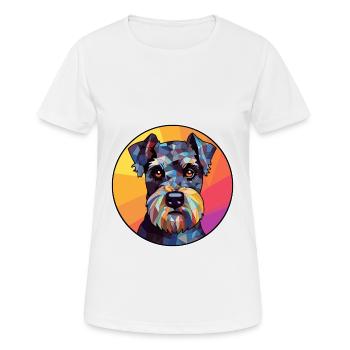 Miniatur Schnauzer Hund Buntes Glas Buntes Auto - Frauen T-Shirt atmungsaktiv - Weiß - Vorne - AI Model Female 172 dark (172cm)