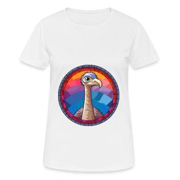 Autruche vitrail coloré dessin animé Kawaii Anim - T-shirt respirant Femme - blanc - Devant - AI Model Female 172 dark (172cm)