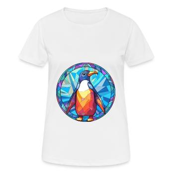 Pingouin vitrail coloré dessin animé Kawaii Anim - T-shirt respirant Femme - blanc - Devant - AI Model Female 172 dark (172cm)