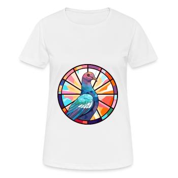 Taube Buntglas Bunte Karikatur Kawaii Anima - Frauen T-Shirt atmungsaktiv - Weiß - Vorne - AI Model Female 172 dark (172cm)