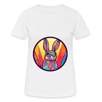 Rabbit Stained Glass Colorful Cartoon Kawaii Anima - Women's Breathable T-Shirt - white - Front - AI Model Female 172 dark (172cm)