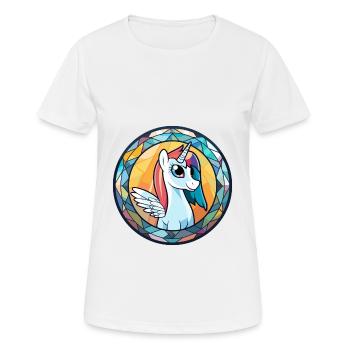 Ponny vitrail coloré dessin animé Kawaii Animal - T-shirt respirant Femme - blanc - Devant - AI Model Female 172 dark (172cm)