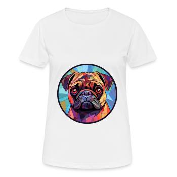 Mopshund Buntglas Bunte Karikatur Kawaii Anim - Frauen T-Shirt atmungsaktiv - Weiß - Vorne - AI Model Female 172 dark (172cm)