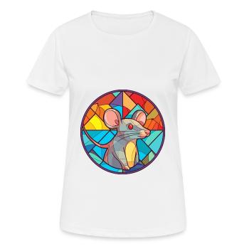 Ratten-Buntglas-Cartoon-Kawaii-Tier - Frauen T-Shirt atmungsaktiv - Weiß - Vorne - AI Model Female 172 dark (172cm)