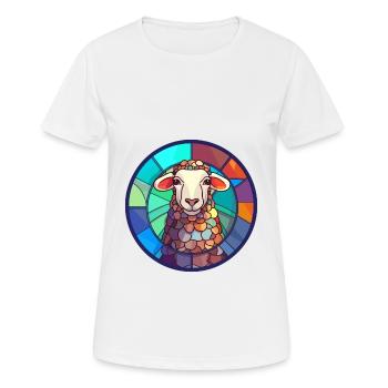 Schaf Buntes Glas Bunte Karikatur Kawaii Tier - Frauen T-Shirt atmungsaktiv - Weiß - Vorne - AI Model Female 172 dark (172cm)