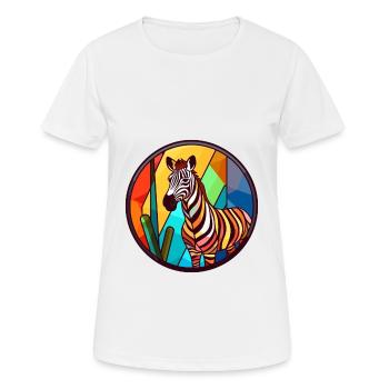 Zebra Buntglas Bunte Karikatur Kawaii Tier - Frauen T-Shirt atmungsaktiv - Weiß - Vorne - AI Model Female 172 dark (172cm)
