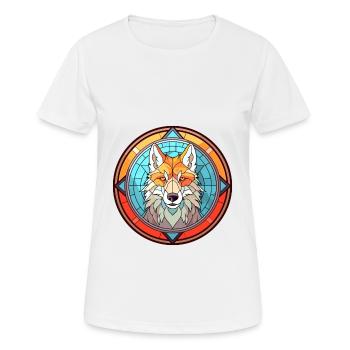 Wolf Stained Glass Colorful Cartoon Kawaii Animal - Women's Breathable T-Shirt - white - Front - AI Model Female 172 dark (172cm)