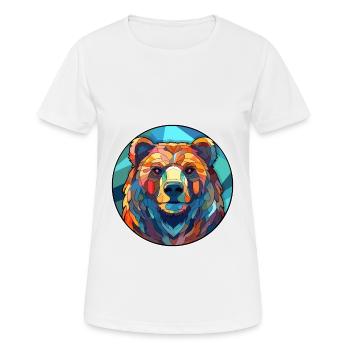 Ours vitrail coloré dessin animé Kawaii Animal - T-shirt respirant Femme - blanc - Devant - AI Model Female 172 dark (172cm)