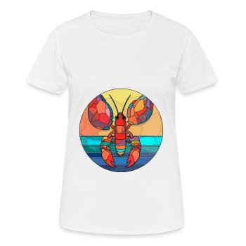 Lobster Stained Glass Colorful Cartoon Kawaii Anim - Women's Breathable T-Shirt - white - Front - AI Model Female 172 dark (172cm)