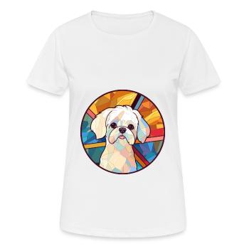 Malteser Hund Buntes Glas Bunte Karikatur Kawaii - Frauen T-Shirt atmungsaktiv - Weiß - Vorne - AI Model Female 172 dark (172cm)