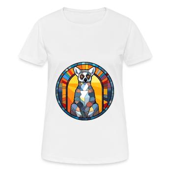 Lemur Stained Glass Colorful Cartoon Kawaii Animal - Women's Breathable T-Shirt - white - Front - AI Model Female 172 dark (172cm)