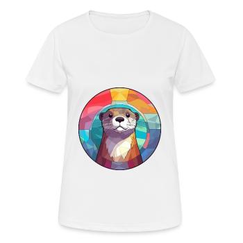 Otter Buntglas Bunte Karikatur Kawaii Tier - Frauen T-Shirt atmungsaktiv - Weiß - Vorne - AI Model Female 172 dark (172cm)