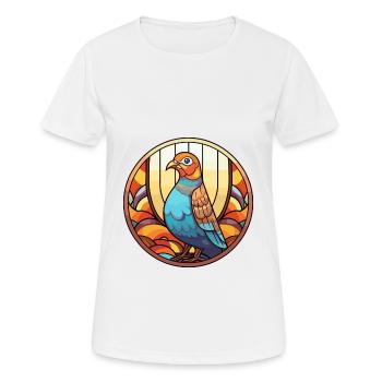 Perdrix vitrail coloré dessin animé Kawaii An - T-shirt respirant Femme - blanc - Devant - AI Model Female 172 dark (172cm)