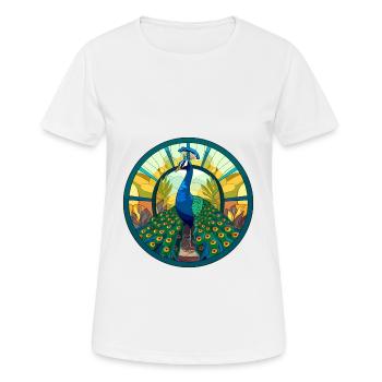 Paon vitrail coloré dessin animé Kawaii Anim - T-shirt respirant Femme - blanc - Devant - AI Model Female 172 dark (172cm)