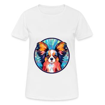 Papillon Hund Buntes Glas Bunte Karikatur Kawaii - Frauen T-Shirt atmungsaktiv - Weiß - Vorne - AI Model Female 172 dark (172cm)