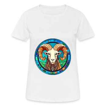 Ram Stained Glass Colorful Cartoon Kawaii Animal - Women's Breathable T-Shirt - white - Front - AI Model Female 172 dark (172cm)