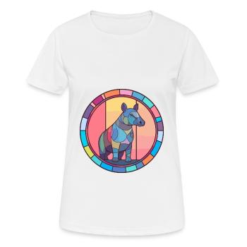 Tapir Stained Glass Colorful Cartoon Kawaii Animal - Women's Breathable T-Shirt - white - Front - AI Model Female 172 dark (172cm)
