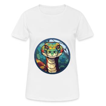 Anaconda Stained Glass Colorful Cartoon Kawaii Ani - Women's Breathable T-Shirt - white - Front - AI Model Female 172 dark (172cm)