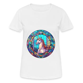Licorne vitrail coloré dessin animé Kawaii Anim - T-shirt respirant Femme - blanc - Devant - AI Model Female 172 dark (172cm)