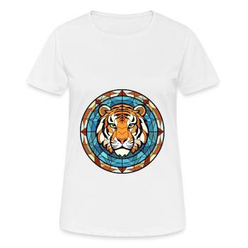 Tiger Buntes Buntes Karikatur-Kawaii-Tier - Frauen T-Shirt atmungsaktiv - Weiß - Vorne - AI Model Female 172 dark (172cm)