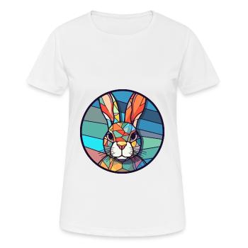 Hasen-Buntglas-Bunt-Cartoon-Kawaii-Tier - Frauen T-Shirt atmungsaktiv - Weiß - Vorne - AI Model Female 172 dark (172cm)