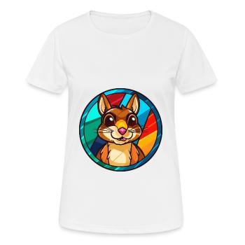 Chipmunk Stained Glass Colorful Cartoon Kawaii Ani - Women's Breathable T-Shirt - white - Front - AI Model Female 172 dark (172cm)