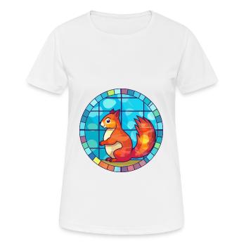 Squirrel Stained Glass Colorful Cartoon Kawaii Ani - Women's Breathable T-Shirt - white - Front - AI Model Female 172 dark (172cm)