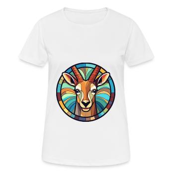 Antilope vitrail coloré dessin animé Kawaii Ani - T-shirt respirant Femme - blanc - Devant - AI Model Female 172 dark (172cm)