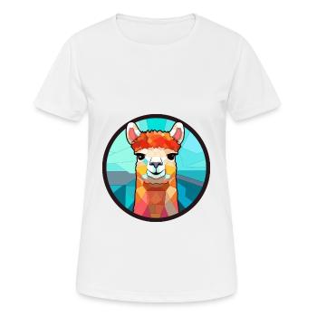 Alpaga vitrail coloré dessin animé Kawaii Anima - T-shirt respirant Femme - blanc - Devant - AI Model Female 172 dark (172cm)