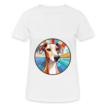 Whippet Hund Buntes Glas Bunte Karikatur Kawaii - Frauen T-Shirt atmungsaktiv - Weiß - Vorne - AI Model Female 172 dark (172cm)
