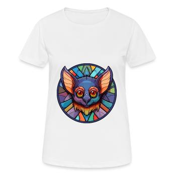 Bat Stained Glass Colorful Cartoon Kawaii Animal - Women's Breathable T-Shirt - white - Front - AI Model Female 172 dark (172cm)