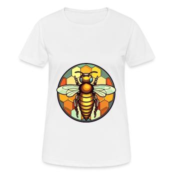 Abeille vitrail coloré dessin animé Kawaii Animal - T-shirt respirant Femme - blanc - Devant - AI Model Female 172 dark (172cm)