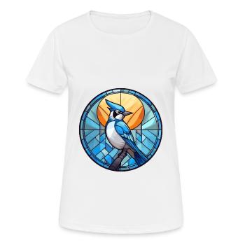 Blue Jay Stained Glass Colorful Cartoon Kawaii Ani - Women's Breathable T-Shirt - white - Front - AI Model Female 172 dark (172cm)