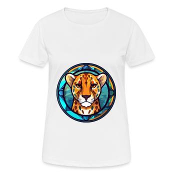 Gepard Buntes Glas Bunte Karikatur Kawaii Anim - Frauen T-Shirt atmungsaktiv - Weiß - Vorne - AI Model Female 172 dark (172cm)