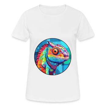 Chameleon Stained Glass Colorful Cartoon Kawaii An - Women's Breathable T-Shirt - white - Front - AI Model Female 172 dark (172cm)