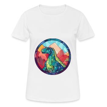 Dinodaur Stained Glass Colorful Cartoon Kawaii Ani - Women's Breathable T-Shirt - white - Front - AI Model Female 172 dark (172cm)
