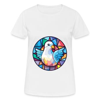 Taube Buntglas bunte Karikatur Kawaii Tier - Frauen T-Shirt atmungsaktiv - Weiß - Vorne - AI Model Female 172 dark (172cm)