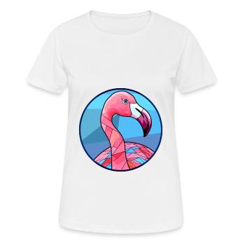 Flamingo Stained Glass Colorful Cartoon Kawaii Ani - Women's Breathable T-Shirt - white - Front - AI Model Female 172 dark (172cm)