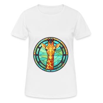 Girafe vitrail coloré dessin animé Kawaii Anim - T-shirt respirant Femme - blanc - Devant - AI Model Female 172 dark (172cm)