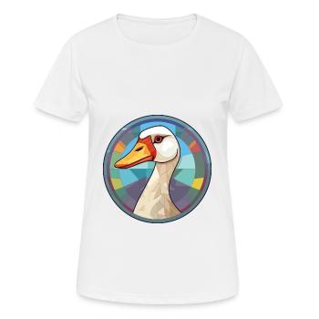 Oie vitrail coloré Cartoon Kawaii Animal - T-shirt respirant Femme - blanc - Devant - AI Model Female 172 dark (172cm)