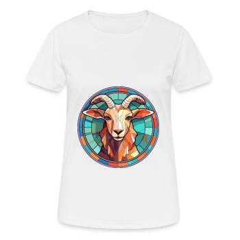 Chèvre vitrail coloré dessin animé Kawaii Animal - T-shirt respirant Femme - blanc - Devant - AI Model Female 172 dark (172cm)