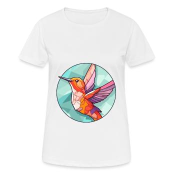 Colibri vitrail coloré dessin animé Kawaii - T-shirt respirant Femme - blanc - Devant - AI Model Female 172 dark (172cm)